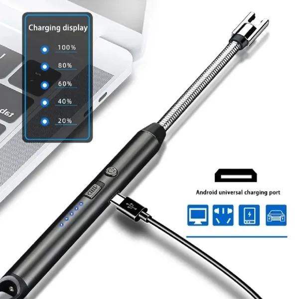 360° USB Rechargeable Plasma Arc Lighter – Flexible Rotating Elbow, Windproof & Flameless with Safety Lock | For Candles, BBQ, Fireplaces & Stoves (Random Color) - Image 2