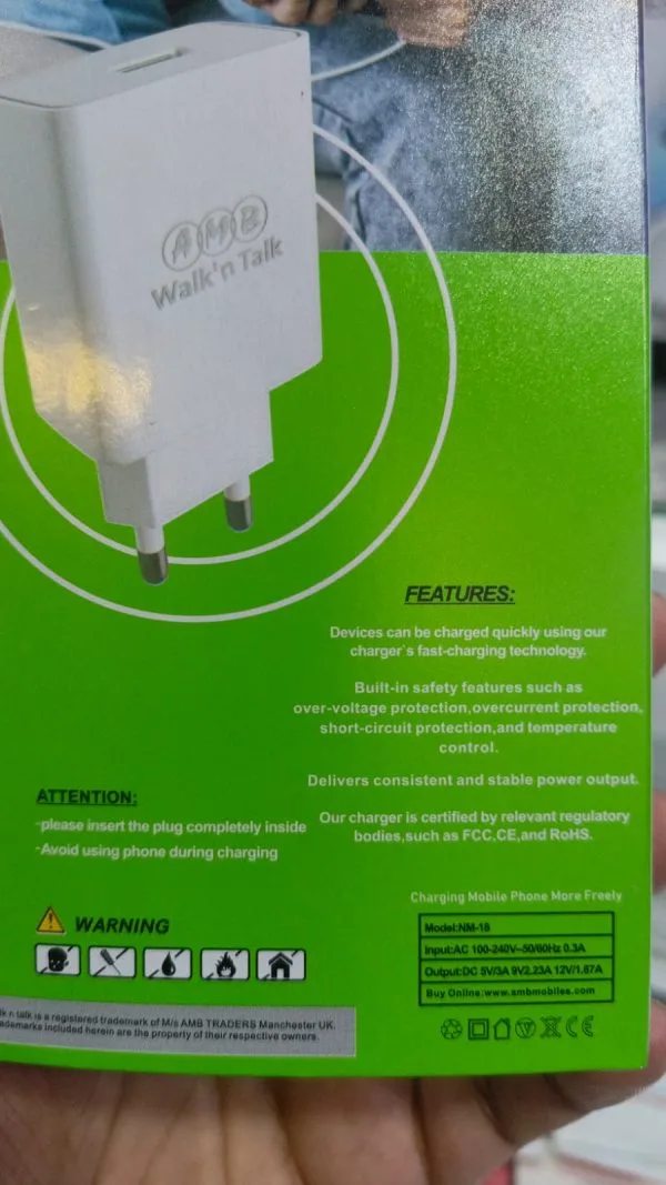 AMB Walk’n Talk NM-18 | 22.5W Super Fast Charger with Multi-Layer Safety Protection - Image 7