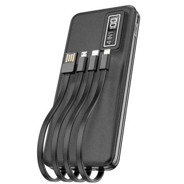 ASPOR A300 10000mAh Power Bank – Original Li-Polymer Battery, 4-in-1 Multi-Port Fast Charging, LED Display - Image 2