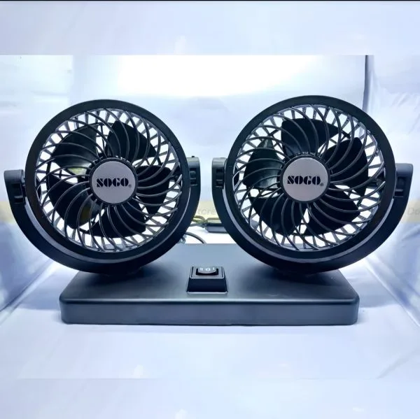 Car Fan Dual Head 4-Inch – 360 Rotating Cooling Fan