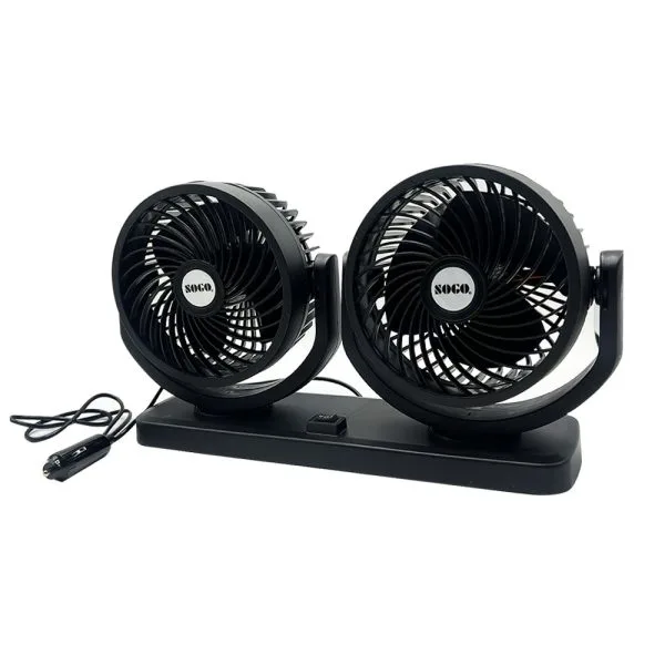 Car Fan Dual Head 4-Inch – 360° Rotating Cooling Fan with Low Noise & 100% Copper Motor | 12V/24V Cigarette Lighter Plug – Universal for Cars, SUVs & Trucks - Image 5