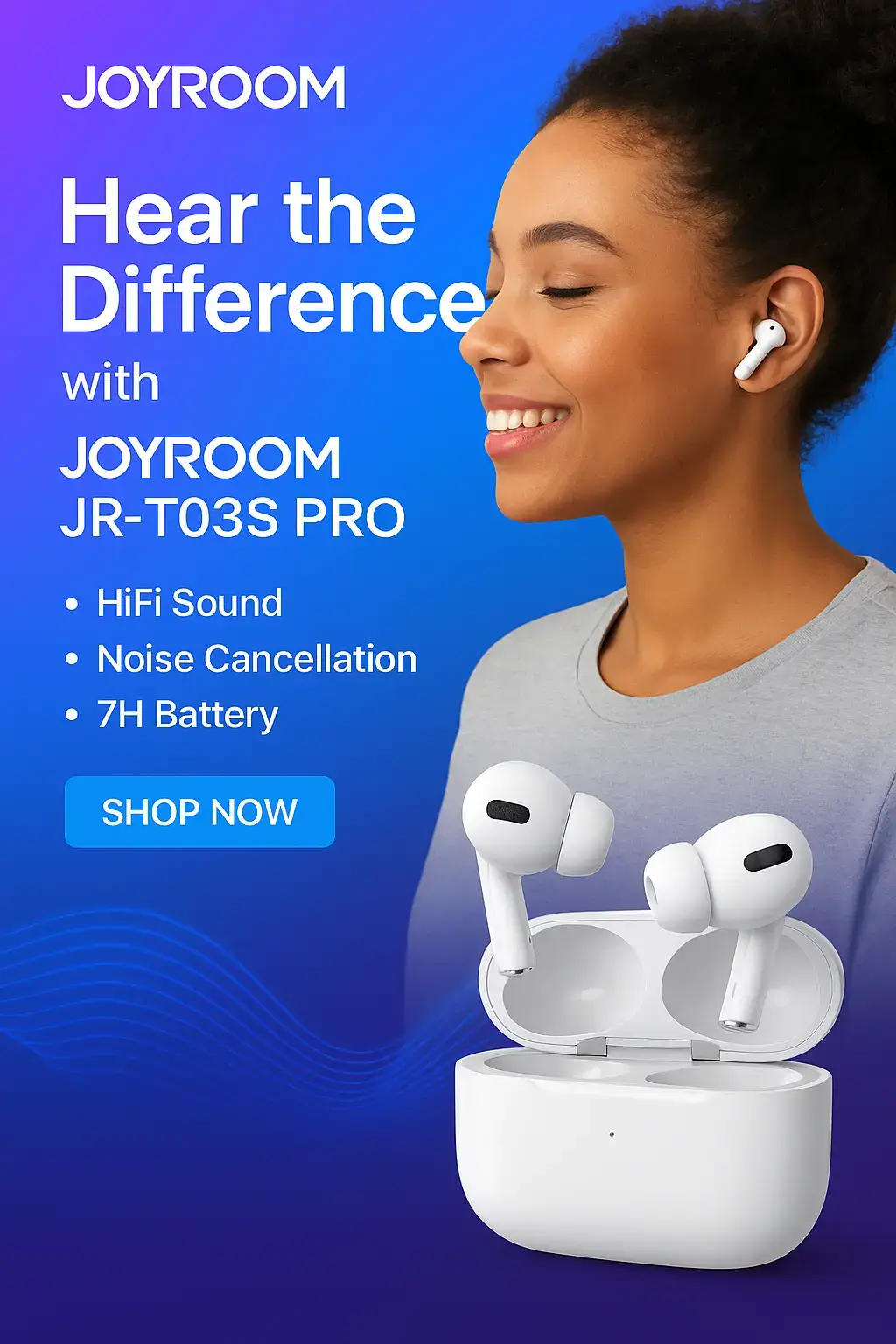 Joyroom JR-T03S Pro Wireless Earbuds with Silicone Case (Original) - Image 10