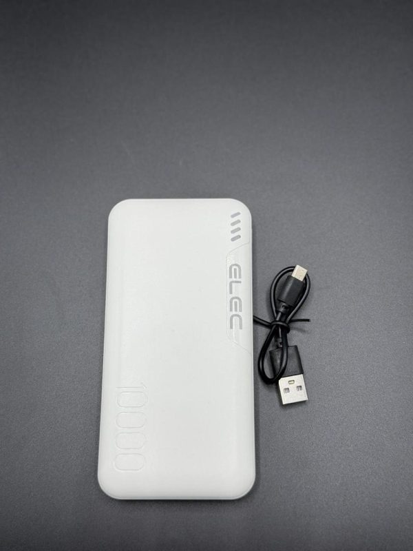 ELEC 10,000 mAh Fast-Charge Power Bank – Dual Type-A + Type-C Output │ Sleek White Portable Charger - Image 6
