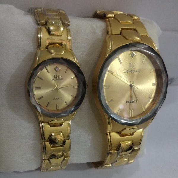 Elegant Couple Watch Set | Luxury Black & Gold Quartz Wristwatches for Him & Her | Dual-Tone Stainless Steel Strap - Image 5