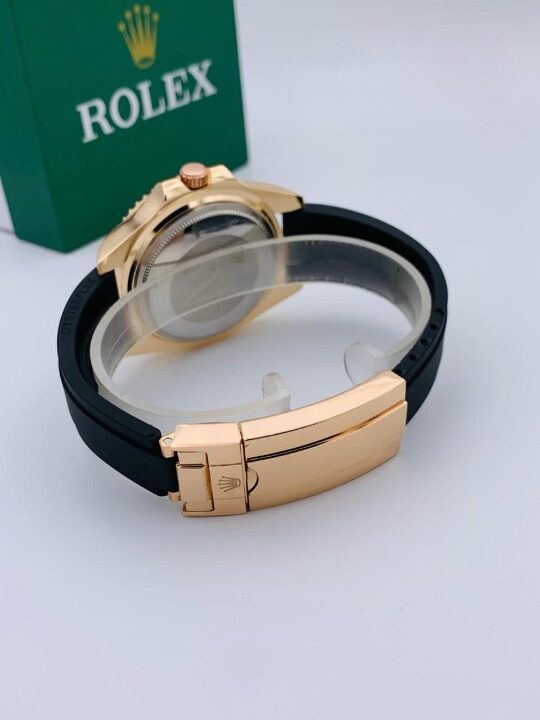 Rolex Golden Quartz Men’s Watch with Adjustable Rubber Strap | Heavy Master Lock | Durable Steel Bezel - Image 3