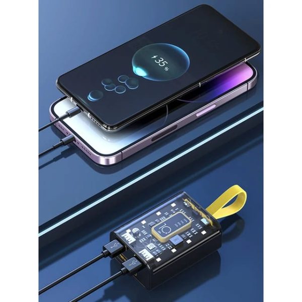 Mini Transparent 10,000 mAh Portable Power Bank – Fast Charging, Dual Output, LED Indicator (Random Color) - Image 3