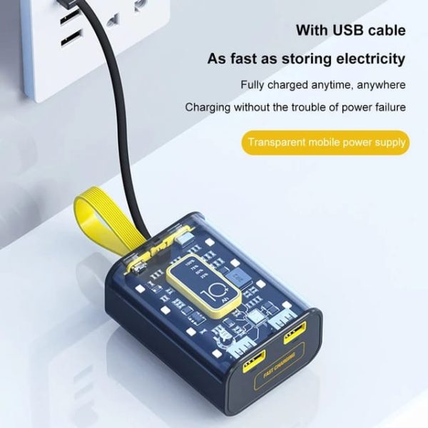 Mini Transparent 10,000 mAh Portable Power Bank – Fast Charging, Dual Output, LED Indicator (Random Color) - Image 4