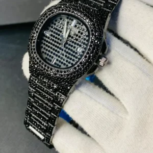 Luxury Black Iced Out Stainless Steel Men’s Watch