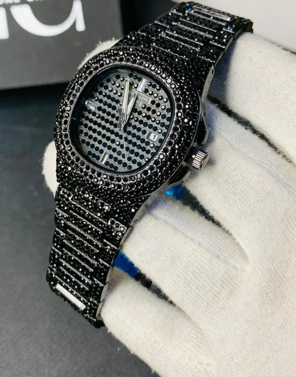 Luxury Black Iced Out Stainless Steel Men’s Watch