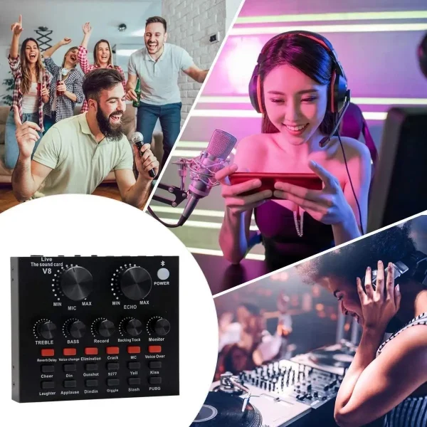 Podcast Microphone Kit with Live Sound Card – Professional USB Condenser Mic with 12 Background Effects for Karaoke, YouTube, Streaming & Recording - Image 10