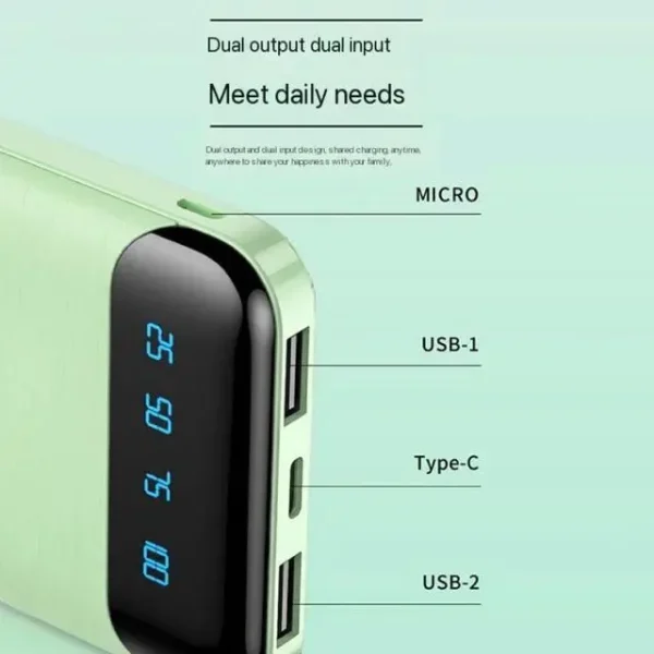 Portable 20,000mAh Power Bank – Fast Charging • LED Display • Dual USB Outputs • Compact Design - Image 3