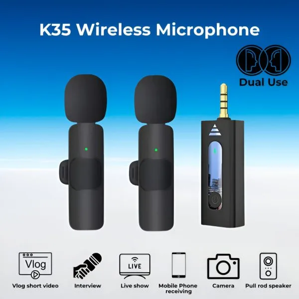 Ultimate K35 Wireless Lavalier Mic – Pro Vlogging Collar Microphone with 20m Range, Real-Time Noise Reduction & Long Battery - Image 7